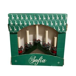 Vintage Swedish Electric Candlelight Candelabra Green Wood 5 Light Star Trading